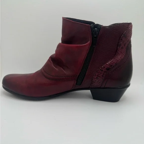 REMONTE Women's Burgundy Ankle Zip Up Boots Size 39 - Picture 12 of 12